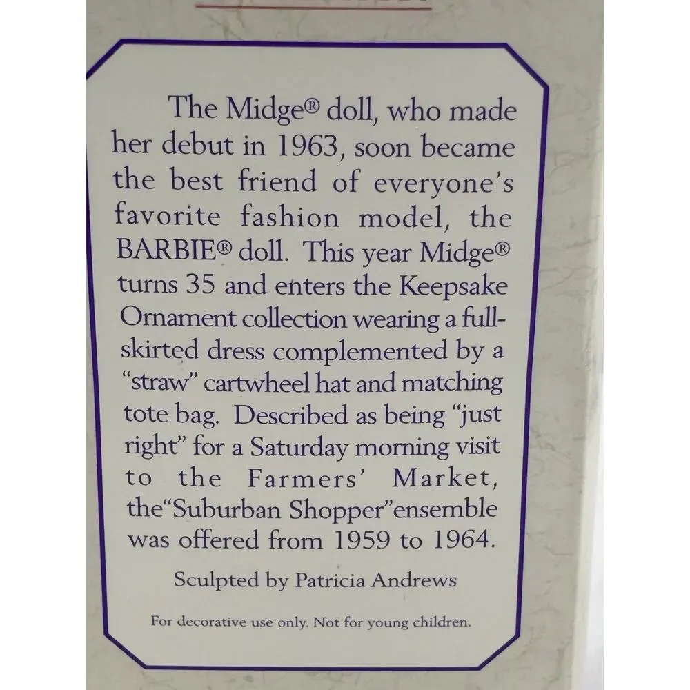 Vintage 1998 Hallmark Keepsake 35th Anniversary Midge Suburban Shopper